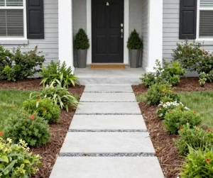 Walkways to front door designs with garden beds and landscaping ideas to create a welcoming entry and boost curb appeal.